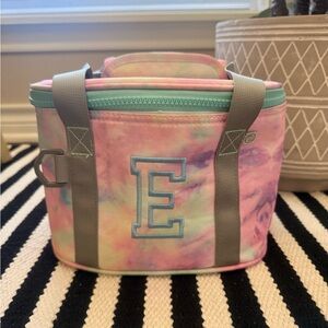 Monogrammed Pastel Tie-Dye Cooler Tote Bag - Pink/Blue